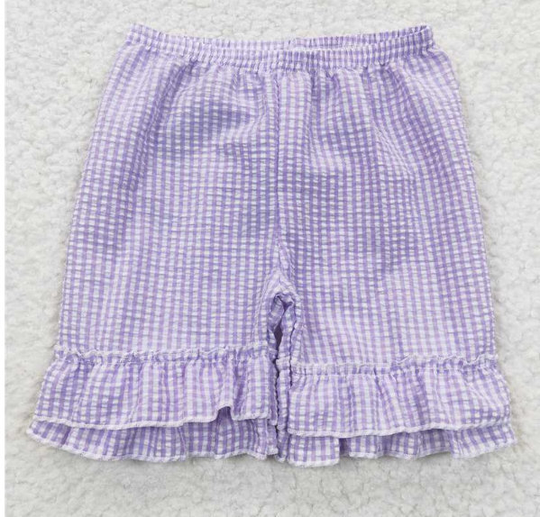 SS0067 Purple plaid shorts