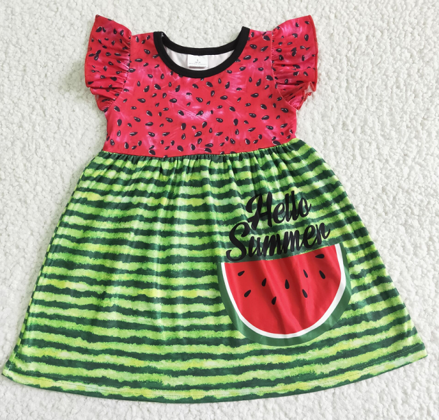 GSD0034 Girls flying sleeve watermelon dress