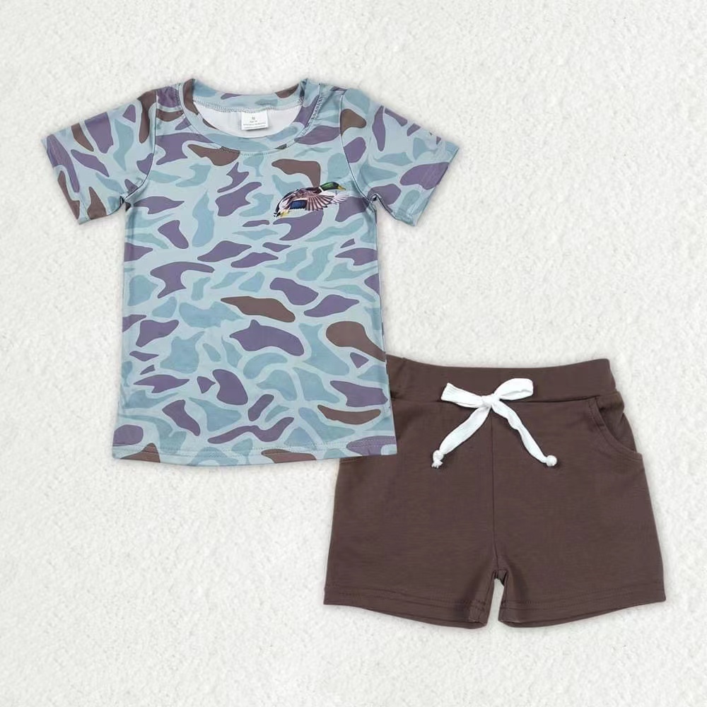 BT0598 Duck camouflage gray green short-sleeved set