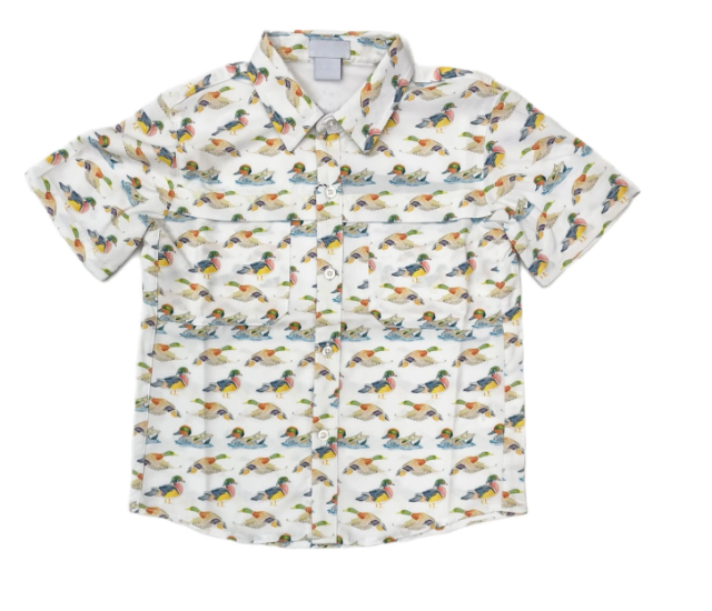 BT0678duck button short sleeve top  boy summer shirts (6-7weeks become rts )