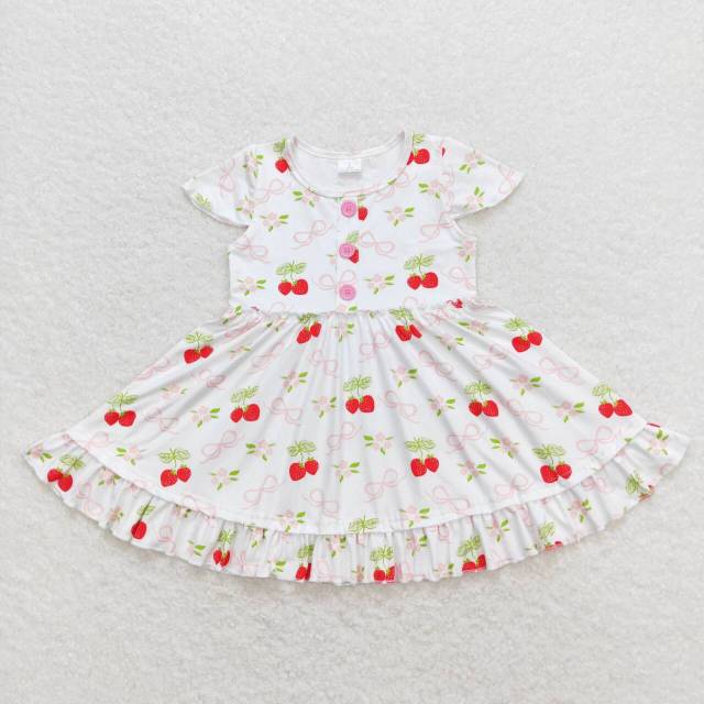 GSD0888 Strawberry white short-sleeved dress