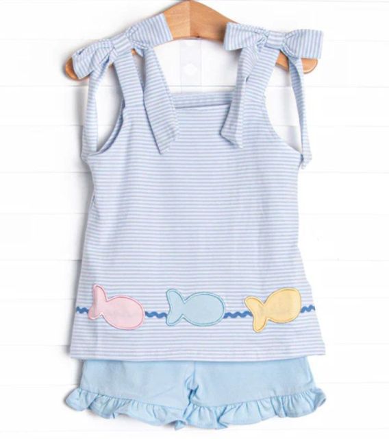 pre sale sleeveless striped top and light blue shorts set