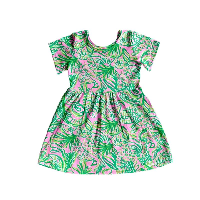 pre sale girls short sleeve top pink green dress