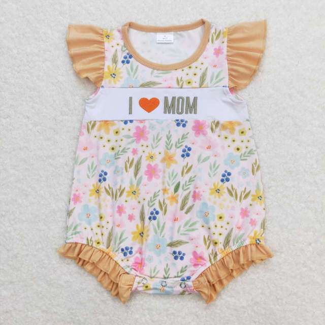 SR1131 I love mom embroidered floral floral romper