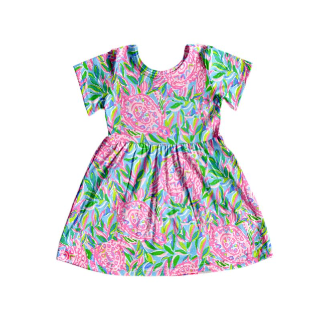 pre sale girls' short-sleeved tops with willow branch pattern dress