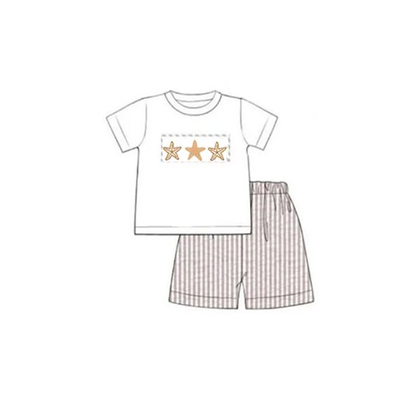 pre sale boys summer suit short sleeve top and striped shorts