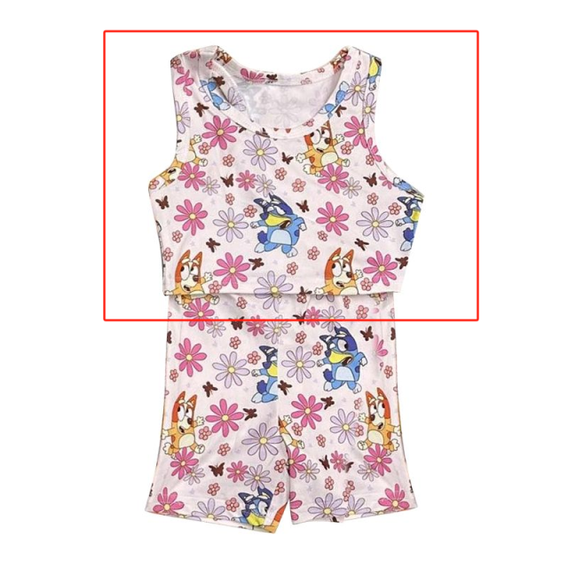 pre sale girls summer sleeveless top with red flower pattern