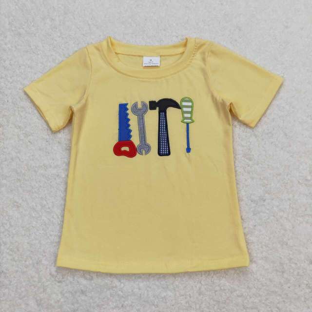 BT0575 Embroidery Hammer Tool Yellow Short Sleeve Top