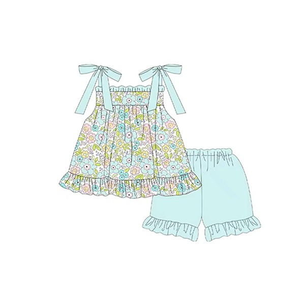 pre sale girls summer suit  short sleeve top and lace shorts