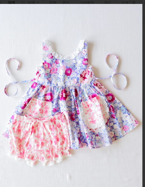 pre sale girls summer suit sleeveless top and pink and white lace shorts