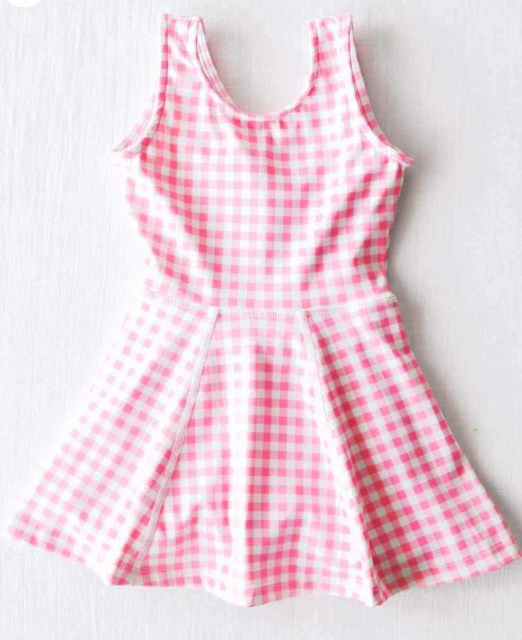 pre sale girls summer sleeveless pink and white plaid dress