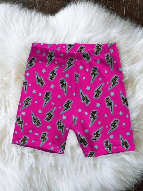 pre sale girls summer pink lightning pattern shorts