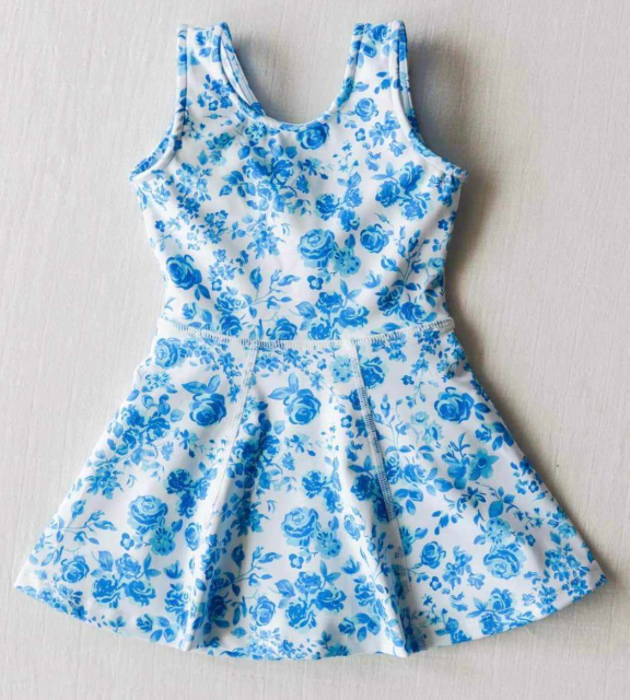 pre sale  girls summer sleeveless top blue and white dress