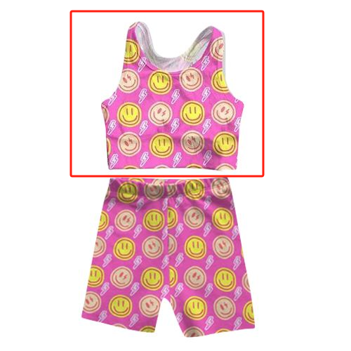 pre sale  girls summer sleeveless top pink smiley face print