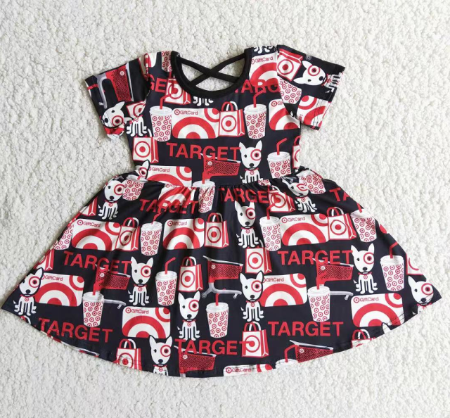 D6-15 Black and red TARGET dog short-sleeved dress