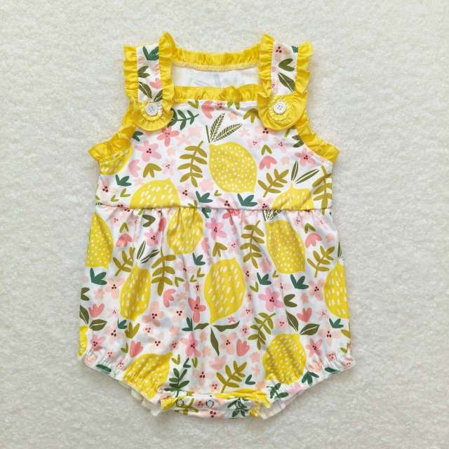 SR1224 Lemon flower yellow lace romper