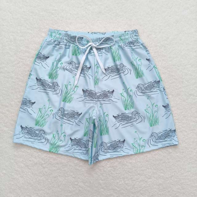 S0359 Adult men's duck aqua swimming trunks