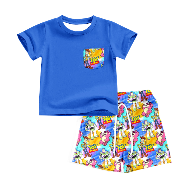 pre sale  boys summer suit short sleeve blue top and shorts