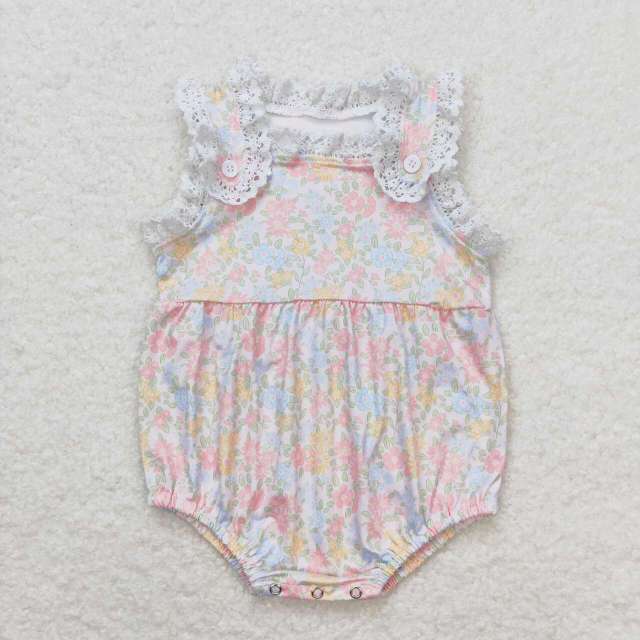 SR1261 Pink and yellow flower floral romper