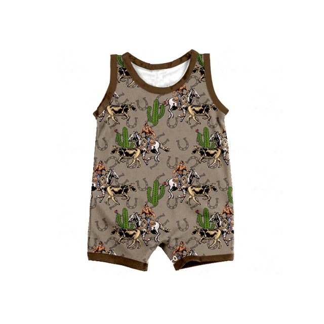 pre sale  boys summer sleeveless tops with cactus print