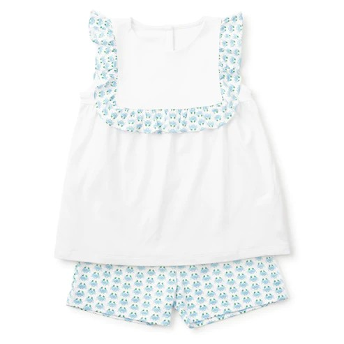 pre sale girls summer suit white sleeveless top  and shorts