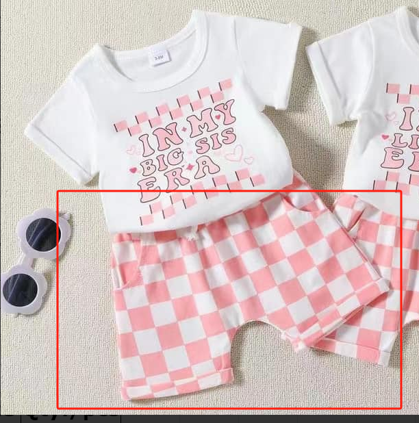 pre sale girls summer pink and white plaid shorts