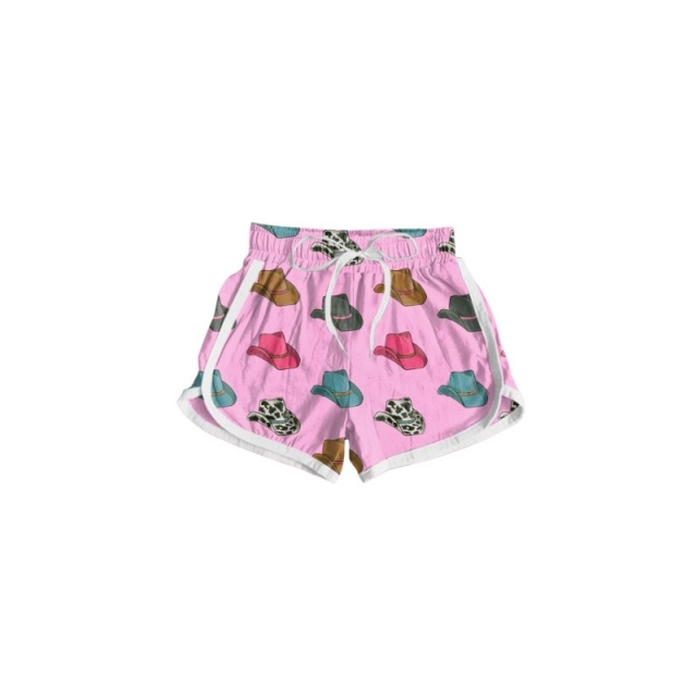 pre sale girls summer pink shorts hat print