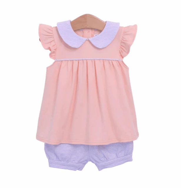 pre sale girls summer suit flying sleeve top  and light purple shorts