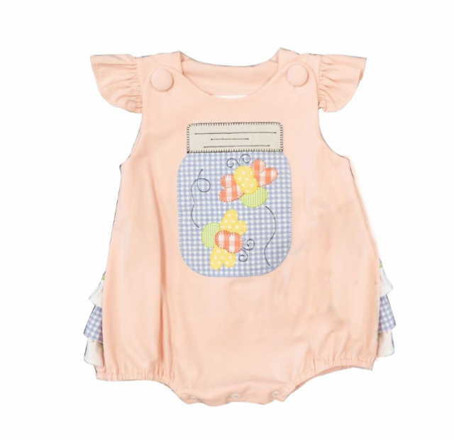 pre sale baby girl clothes flying sleeve top embroidery butterfly print  with romper
