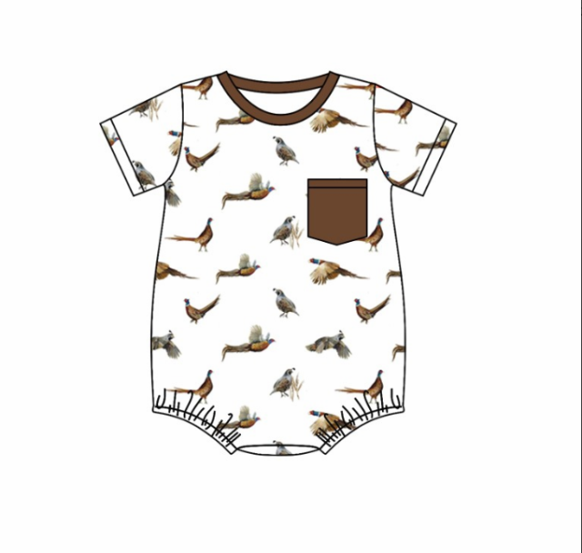 pre sale baby boy clothes short sleeves top bird print  with romper
