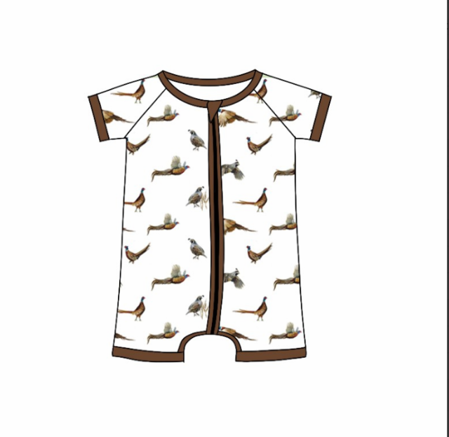 pre sale baby boy clothes short sleeves top bird print  with zipper  romper