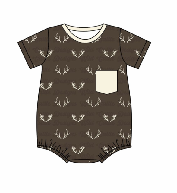 pre sale baby boy clothes short sleeves top antlers print  with romper