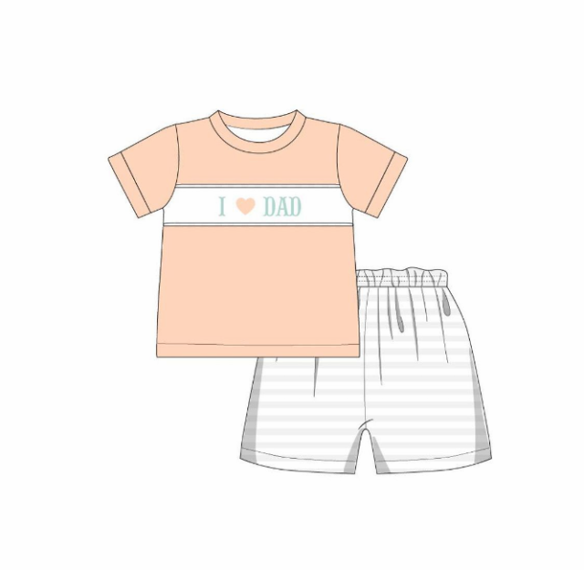 pre sale  boys  summer outfit sets   short sleeves top i love dad print  and  shorts