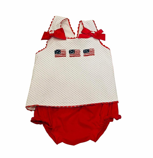 pre sale baby girl clothes   sleeves top flag print and briefs  with romper
