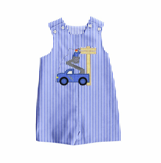 pre sale baby boy clothes  sleeves top embroidery tower crane print  with romper