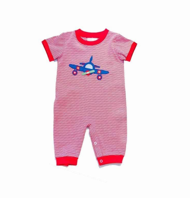 pre sale baby girl clothes  short sleeves top embroidery airplane print  with romper