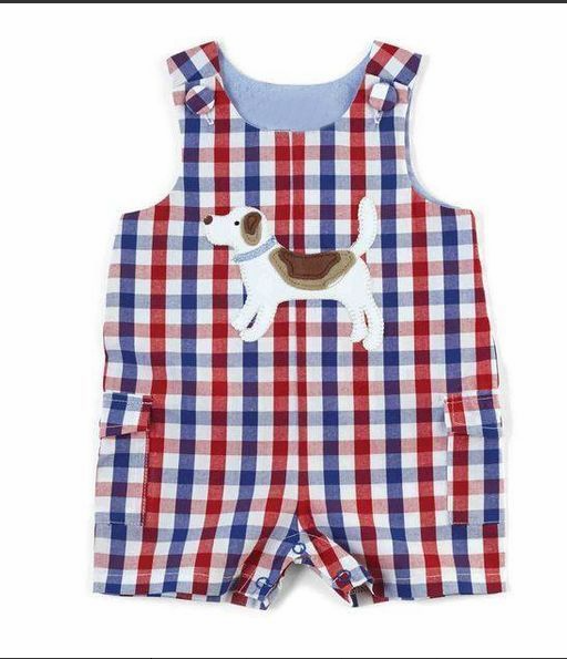 pre sale baby boy clothes sleeves top embroidered puppy print  with romper