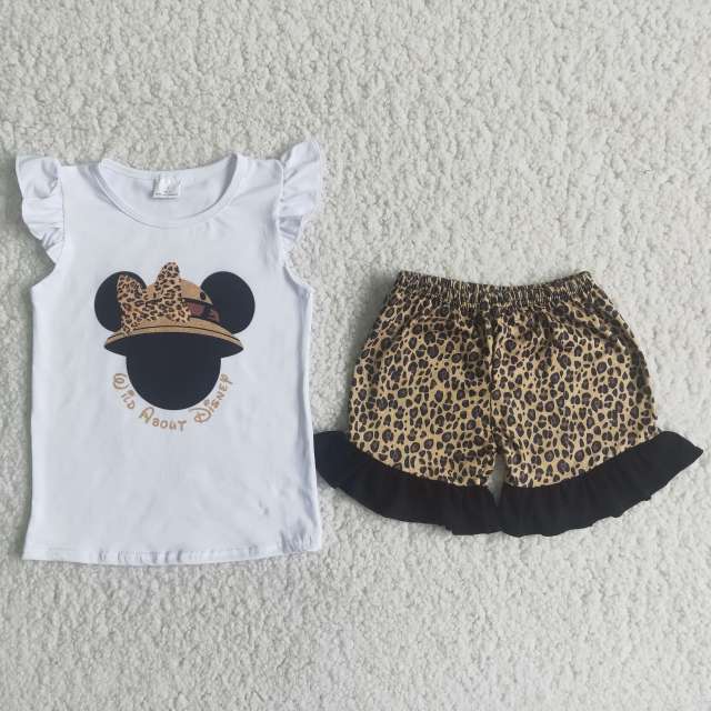 A13-10 kids girls summer clothes short sleeve top with shorts set