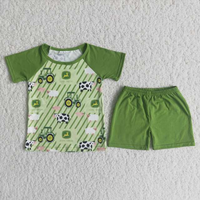 C13-17 kids boys summer clothes short sleeve top with shorts set
