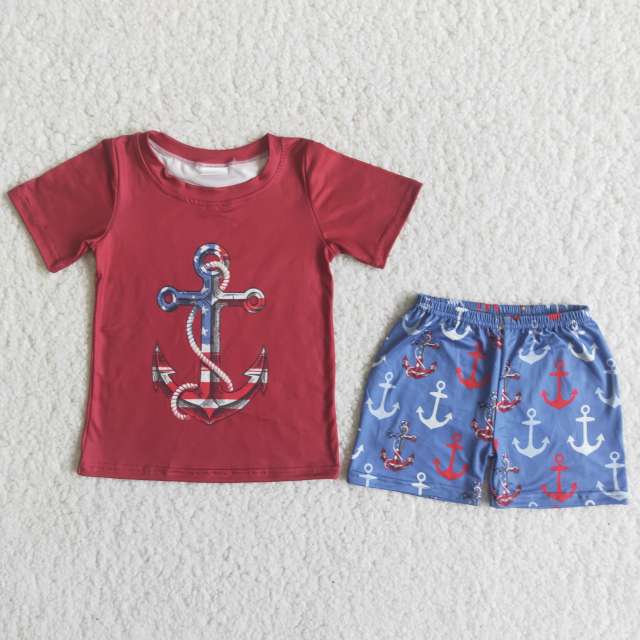 C14-39 kids boys summer clothes short sleeve top with shorts set