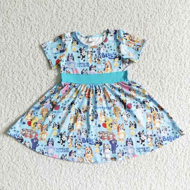 B7-4 kids girls summer clothes short sleeve  dress