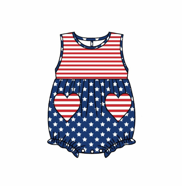 pre sale baby girl clothes sleeves top love flag  print  with romper