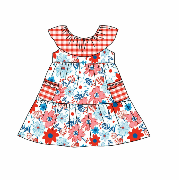 pre sale girls dresses  sleeveless top  flowers print with dress