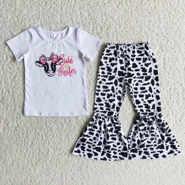 B4-21 kids girls summer clothes short sleeve top with  pants set