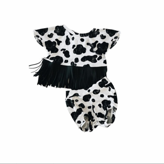 pre sale girls summer outfit sets  short sleeves top Black and white leopard print with  briefs