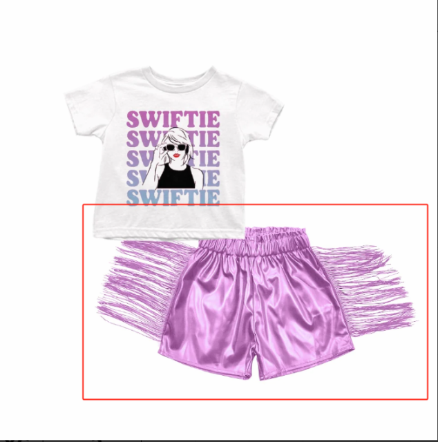 pre sale girls summer shorts purple tassel print