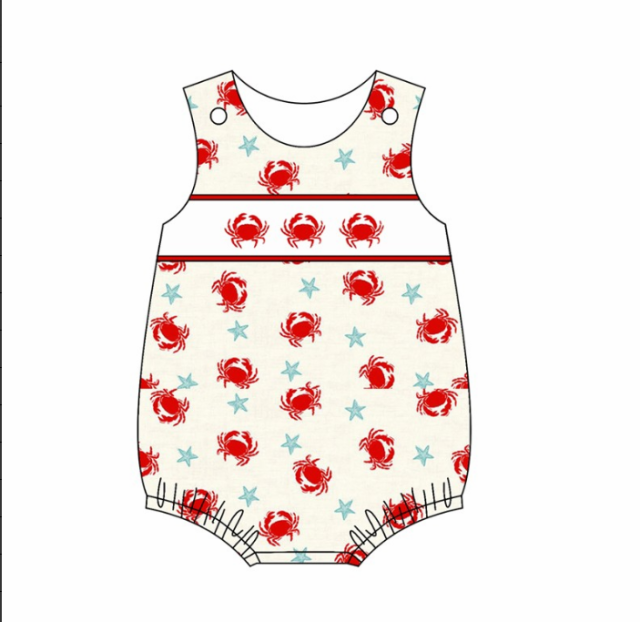 pre sale baby boy clothes sleeves top crab print  with romper