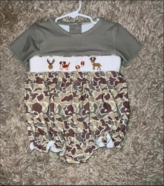 pre sale baby boy clothes short sleeves top sika deer print  with romper