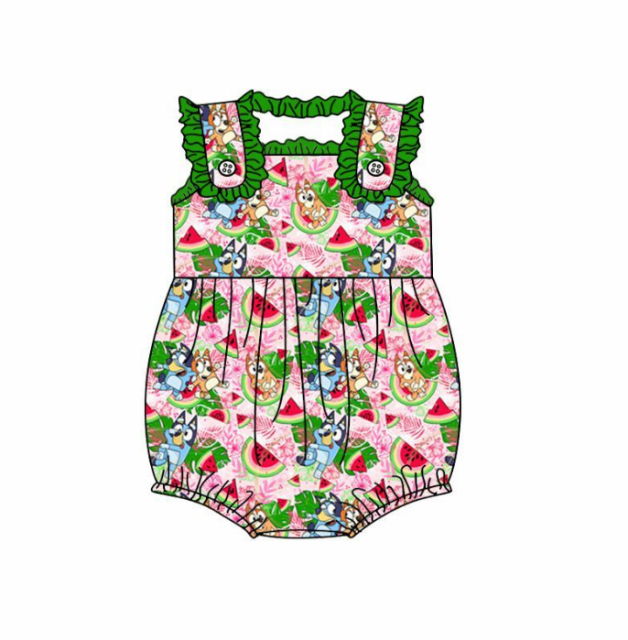 pre sale baby girl clothes  sleeves top watermelon bluey print  with romper