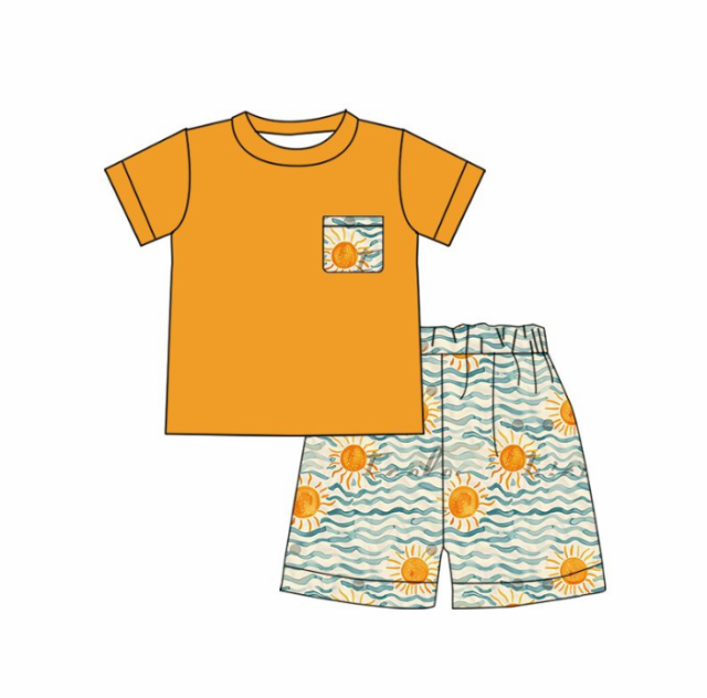pre sale boys summer outfit sets  short sleeve top sun  print and  shorts